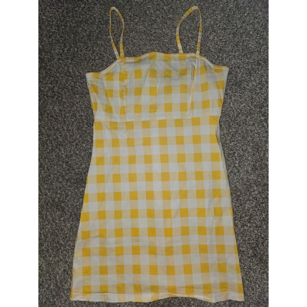 Forever 21 Yellow Gingham Mini Dress Adjustable Straps Medium